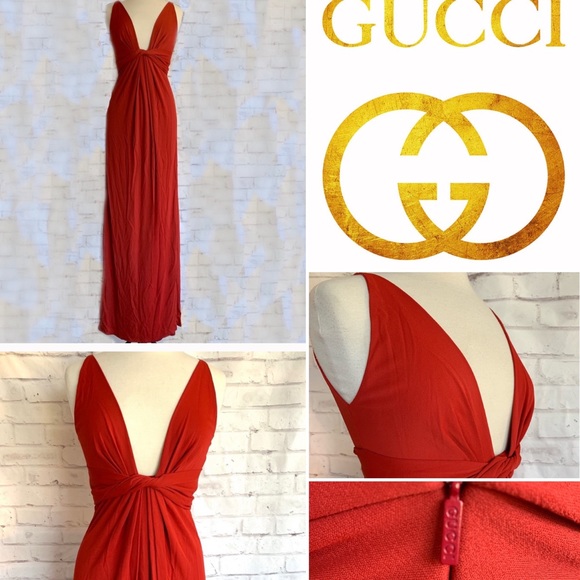 Gucci Dresses & Skirts - Unworn Stunning Deep V Rust Gucci Gown
